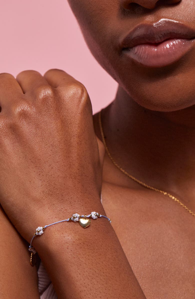 Estella Bartlett Louise Heart & Flower Beaded Slide Bracelet, Alternate, color, Gold