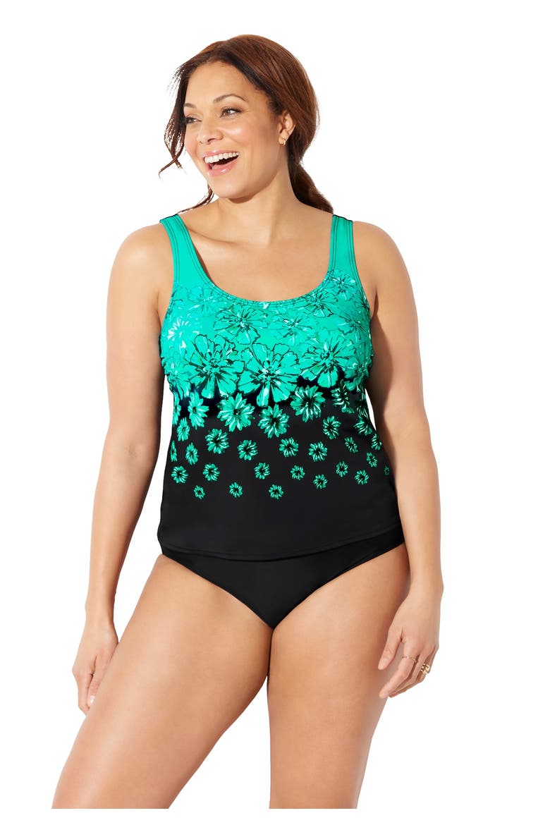 Chlorine Resistant Classic Tankini Top, Main, color, Emerald Exploded