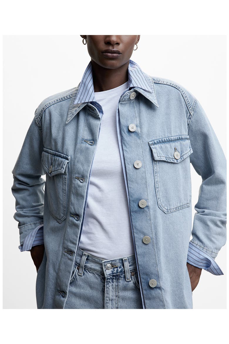 Oversize Denim Overshirt, Alternate, color, OPEN BLUE