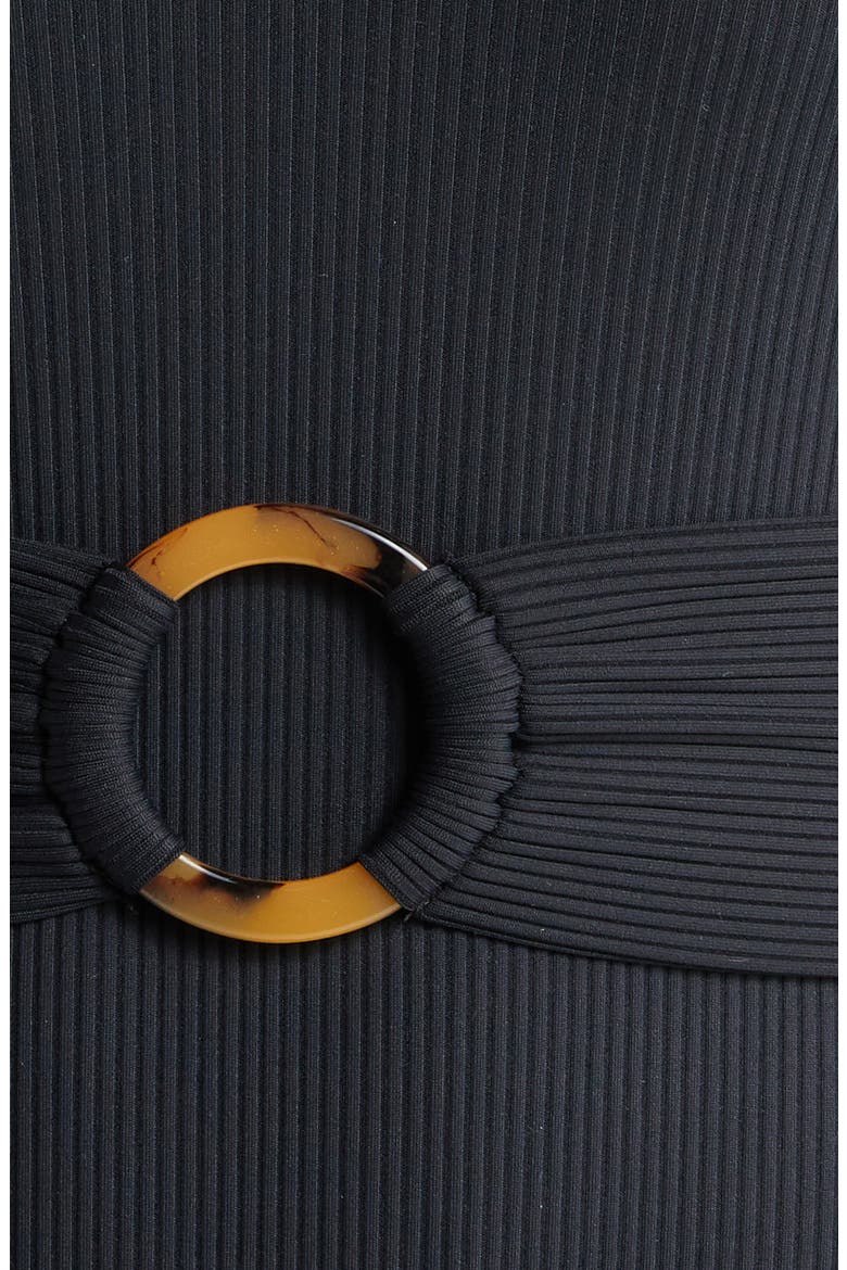 Kim Belted Rib One-Piece Swimsuit, Alternate, color, BLACK RIB