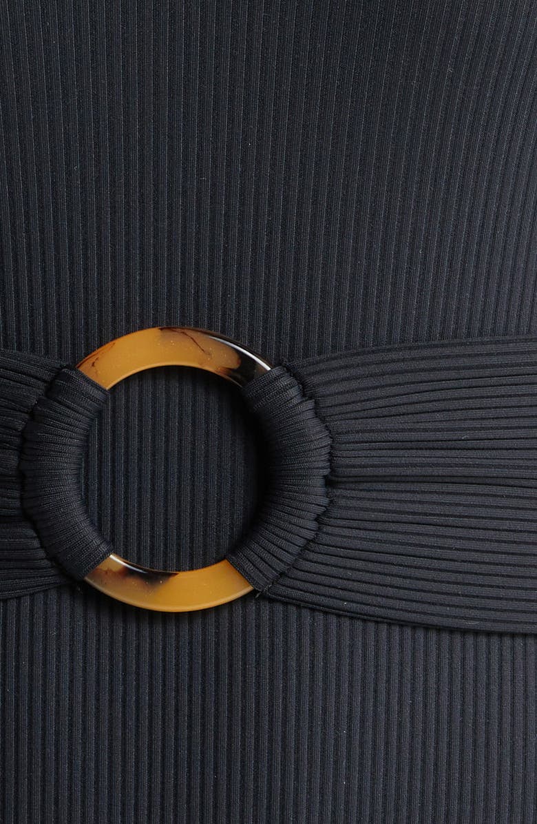 MONTCE Kim Belted Rib One-Piece Swimsuit, Alternate, color, Black Rib