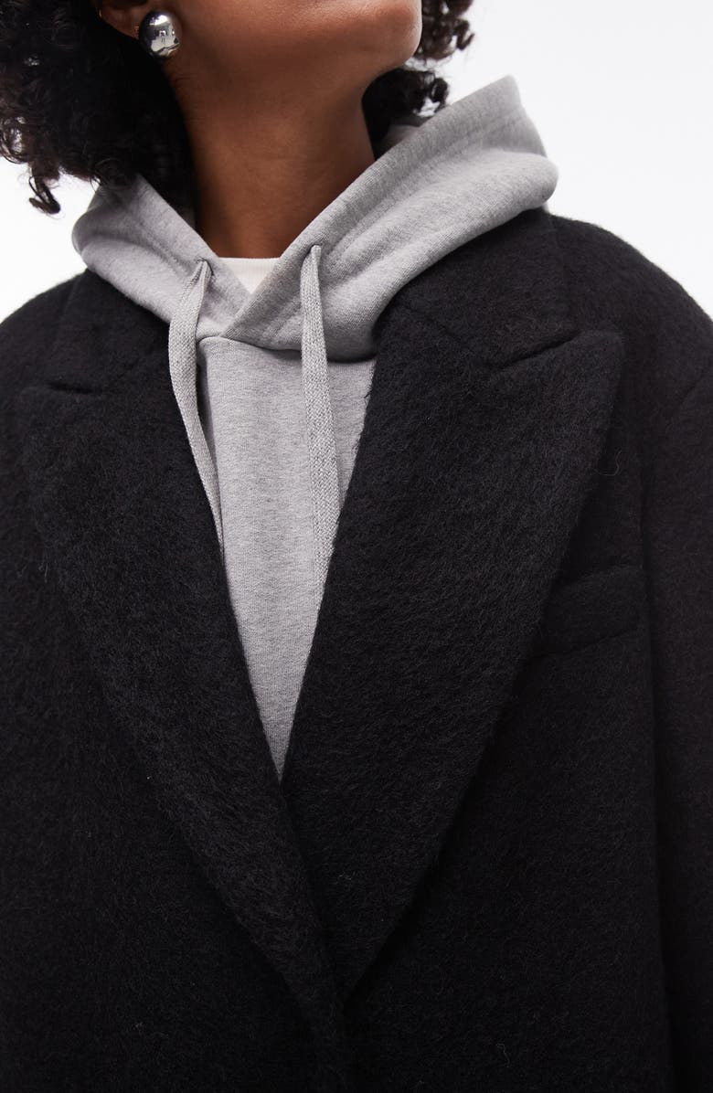 Topshop Brushed Longline Popper Jacket, Alternate, color,