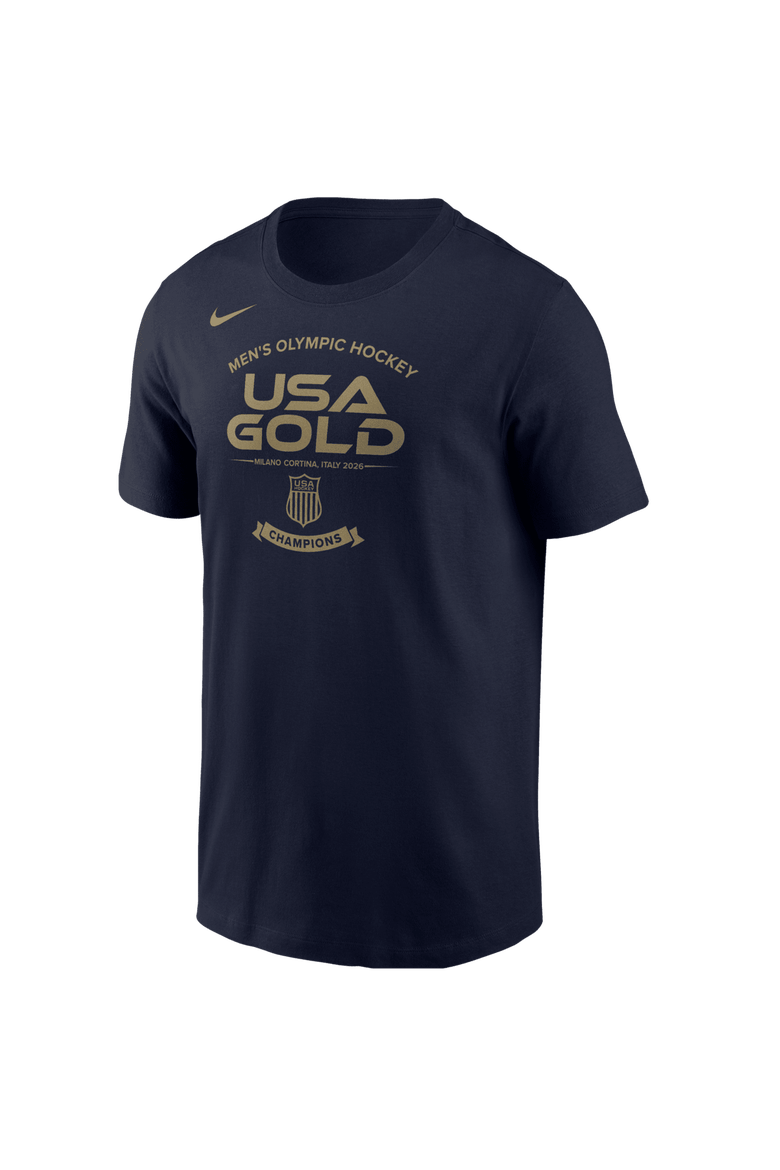 Men's Nike  Navy Men's USA Hockey 2026 Winter Olympics Gold Medal Roster T-Shirt, Alternate, color, Navy