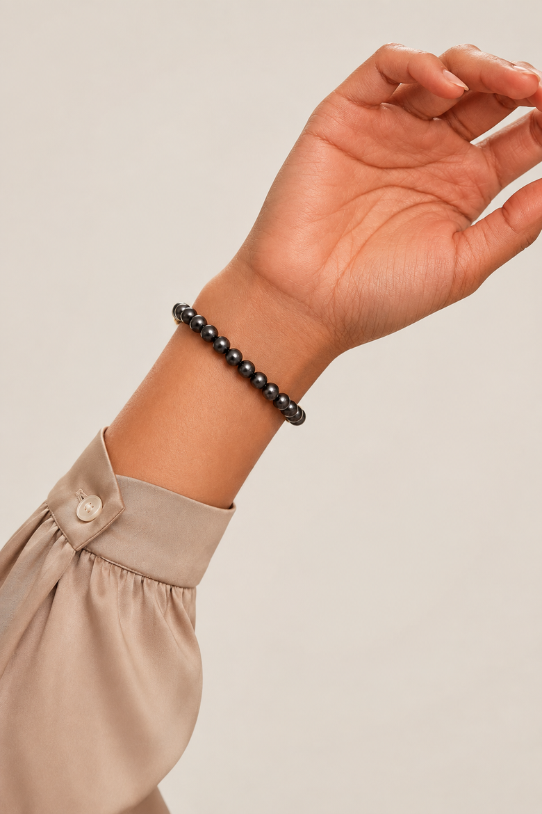 6.0-6.5mm Akoya Black Pearl Bracelet, Alternate, color, Sterling Silver Clasp