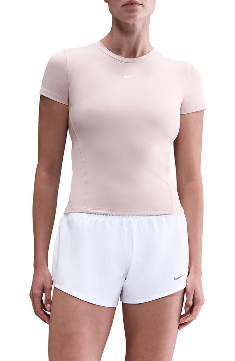 Nike One Dri-FIT Fitted Top, Main, color, Silt Red/ White