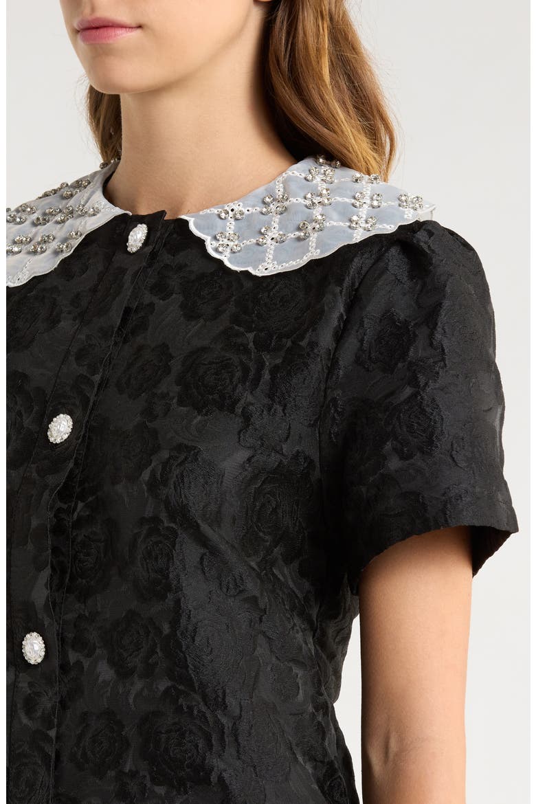 Chandelier Floral Jacquard Minidress, Alternate, color, BLACK