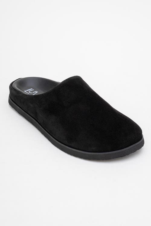Forever & Always Shoes Space Suede Leather Slide Sandal In Black