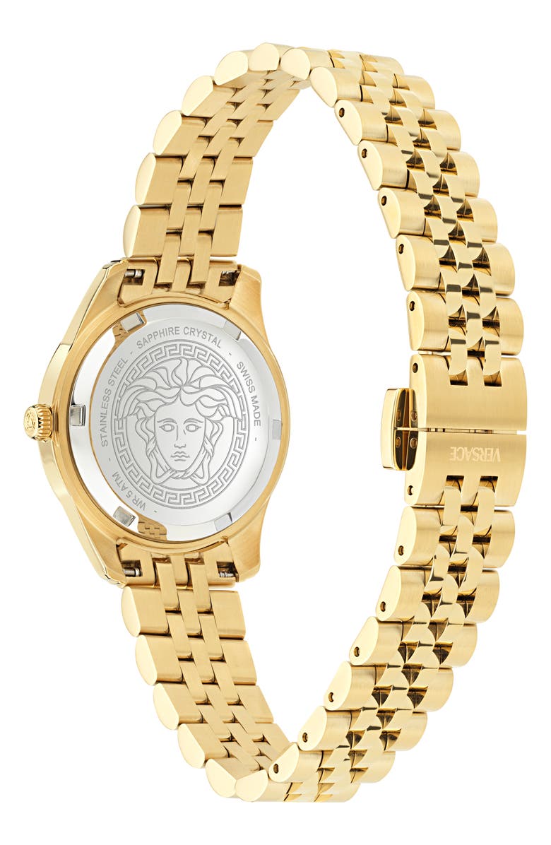 Versace Petite Greca Time Bracelet Watch, 30mm, Alternate, color, Ip Yellow Gold
