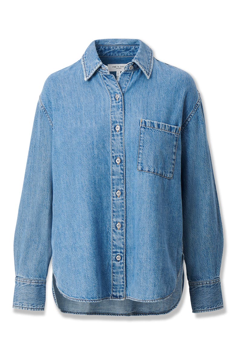 Connie Featherweight Denim Button-Up Shirt, Alternate, color, EVERGLADE
