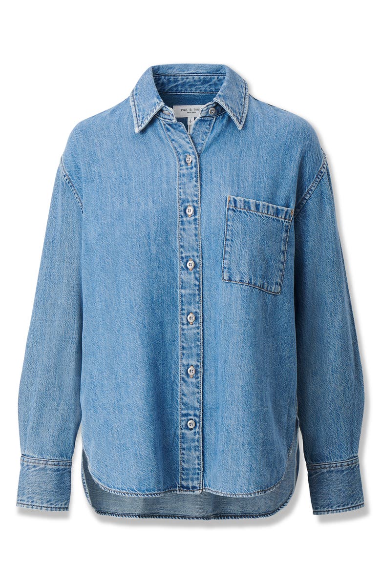rag & bone Connie Featherweight Denim Button-Up Shirt, Alternate, color, Everglade