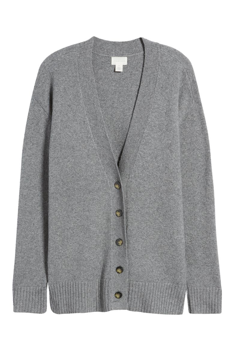 V-Neck Cocoon Cardigan, Alternate, color, GREY DARK HEATHER