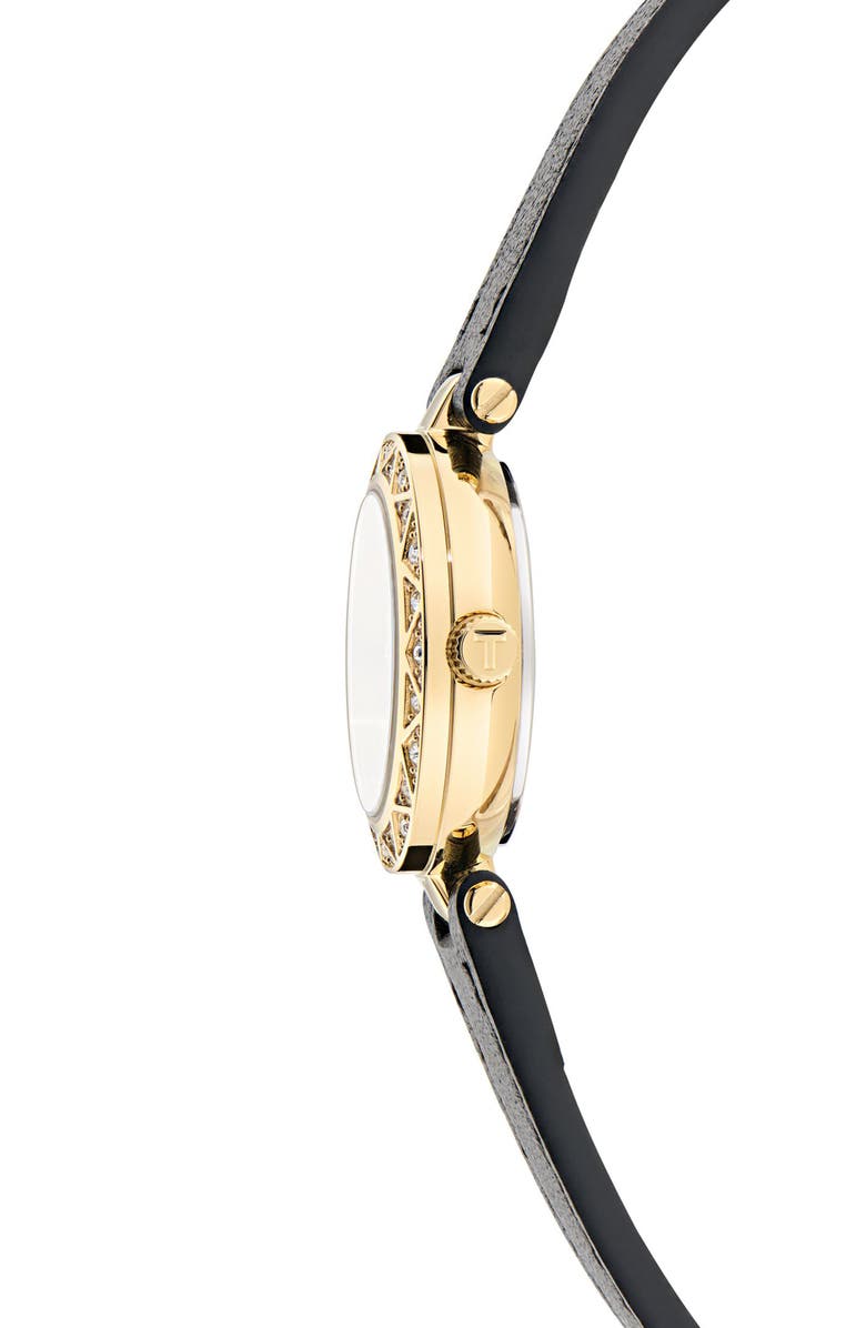 Ted Baker Jolyye Leather Strap Watch, 24mm, Alternate, color, Black