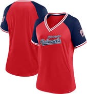 FANATICS Women's Fanatics Branded Red Washington Nationals Glitz & Glam League Diva Raglan V-Neck T-Shirt