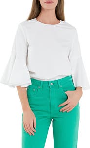 English Factory Bell Sleeve Cotton Top