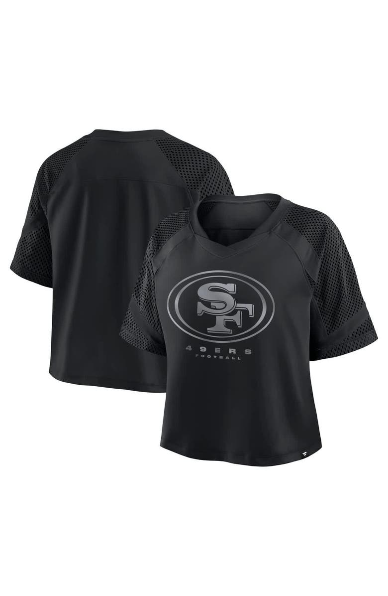 FANATICS Women's Fanatics San Francisco 49ers Oversized Raglan V-Neck Blackout Fashion Jersey, Main, color, 