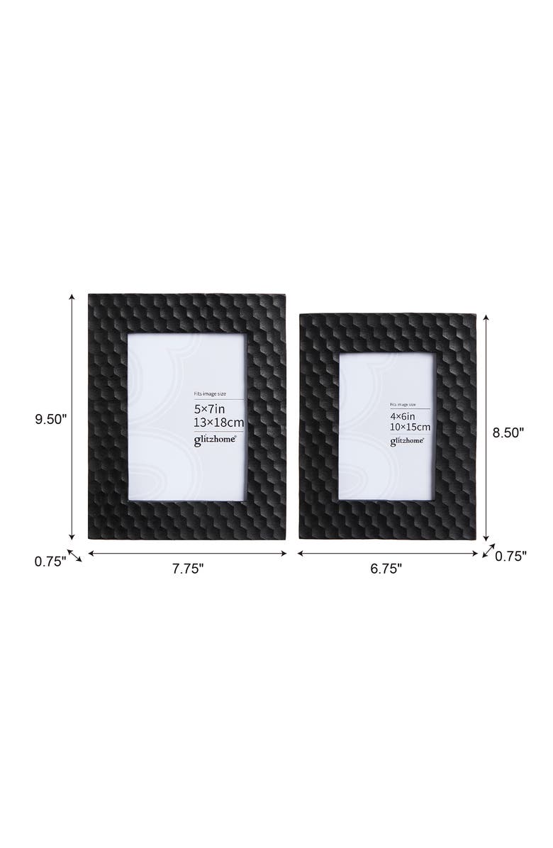 Glitzhome Set of 2 Resin Wall or Tabletop Picture Frames-4X6 & 5X7, Alternate, color, Black