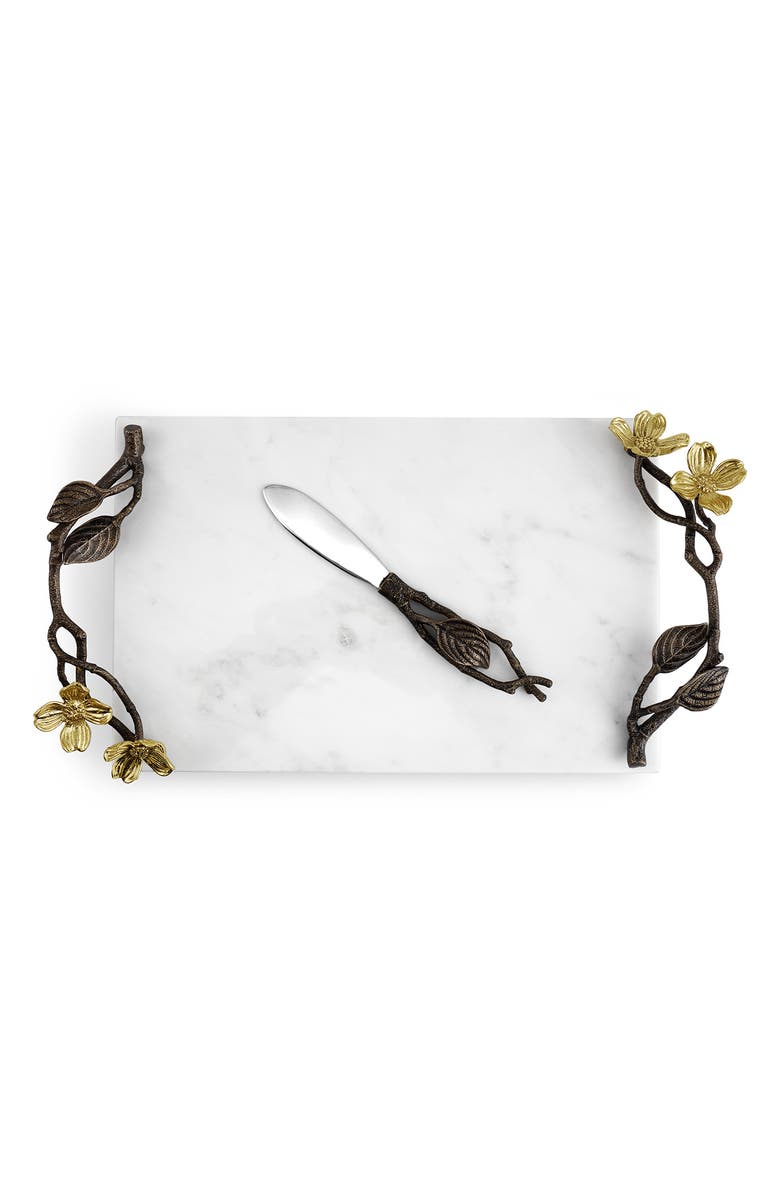 Michael Aram Dogwood Small Cheeseboard & Knife Set, Alternate, color, White Multi