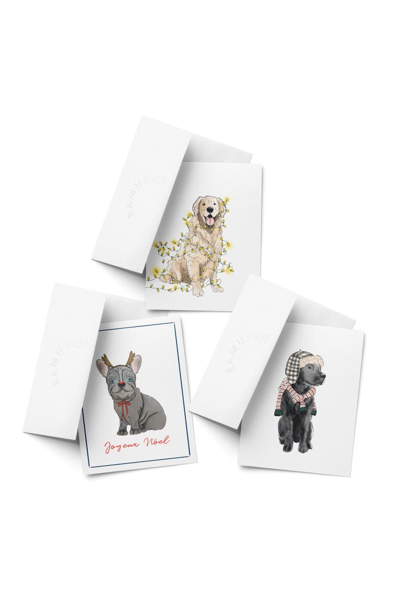 Lit Retriever, Reindeer Frenchie Dog, Black Lab Winter/Holiday/Christmas Greeting Card Pack Sets, Main, color, Multi-Pack