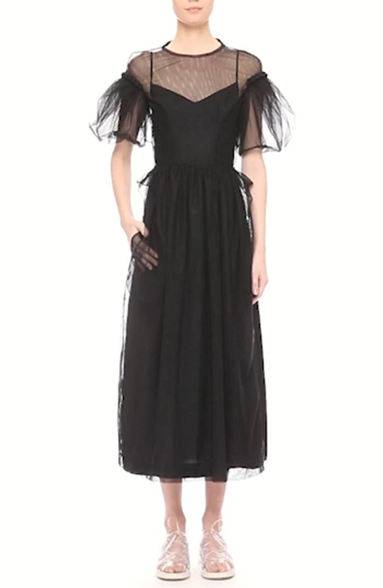 Simone Rocha Tulle Apron Midi Dress, Alternate, color,