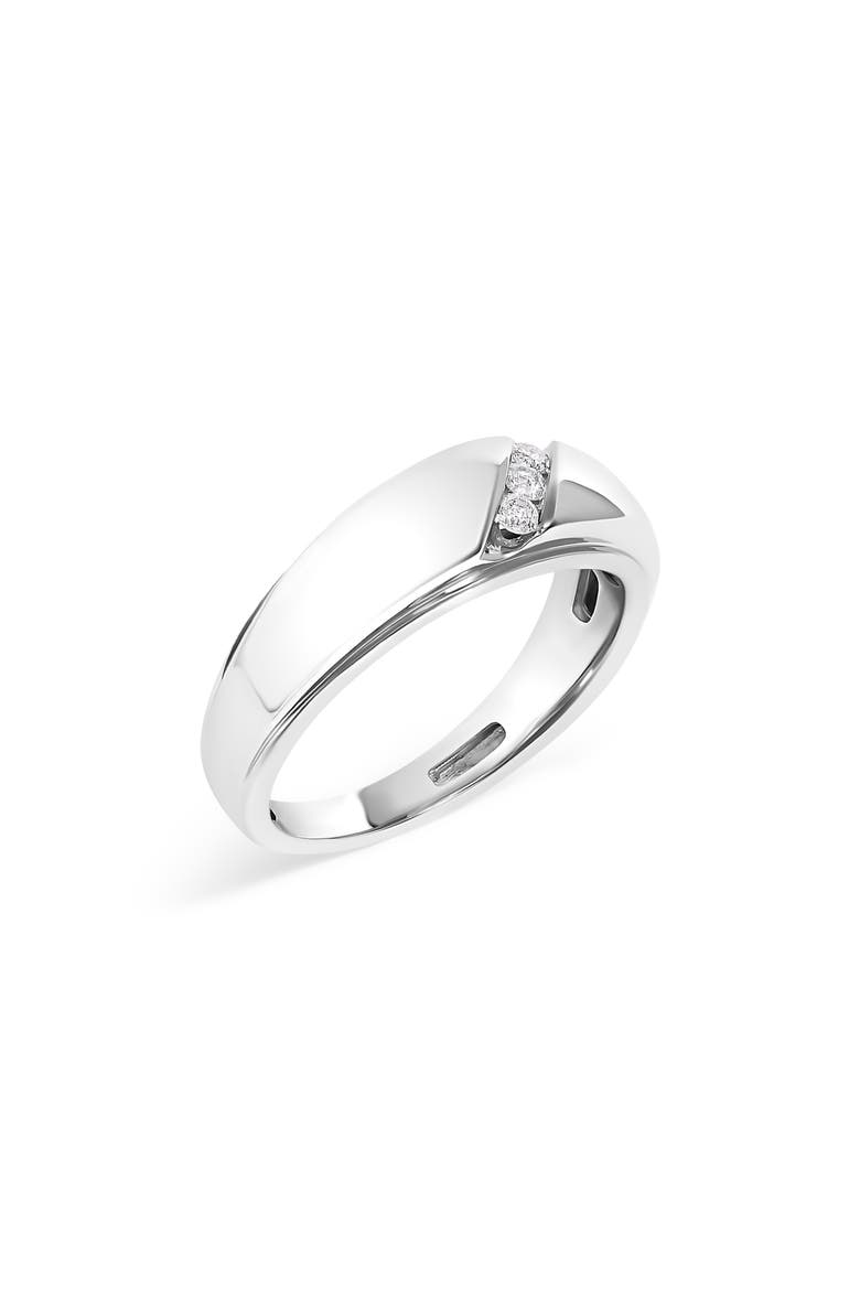 Men's Silver 1/6 Cttw 3 Stone Diamond Band Ring, Alternate, color, White