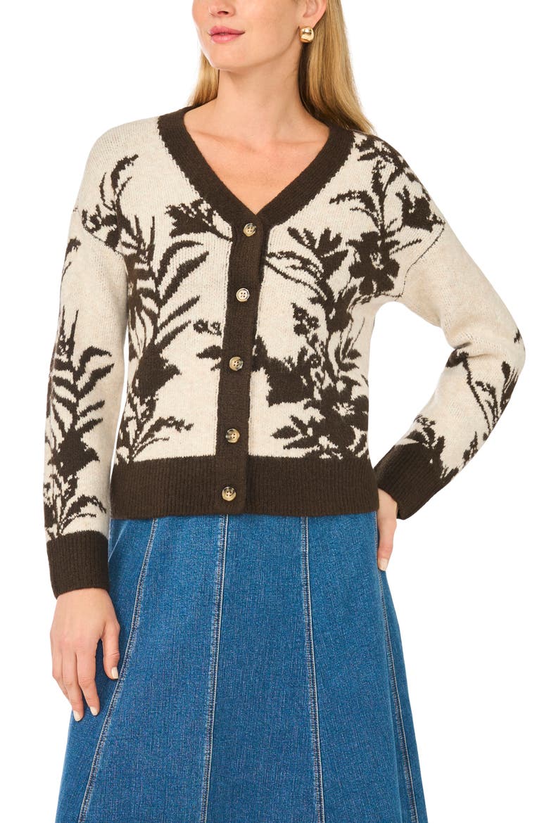 V-Neck Cardigan, Main, color, CHOCOLATE