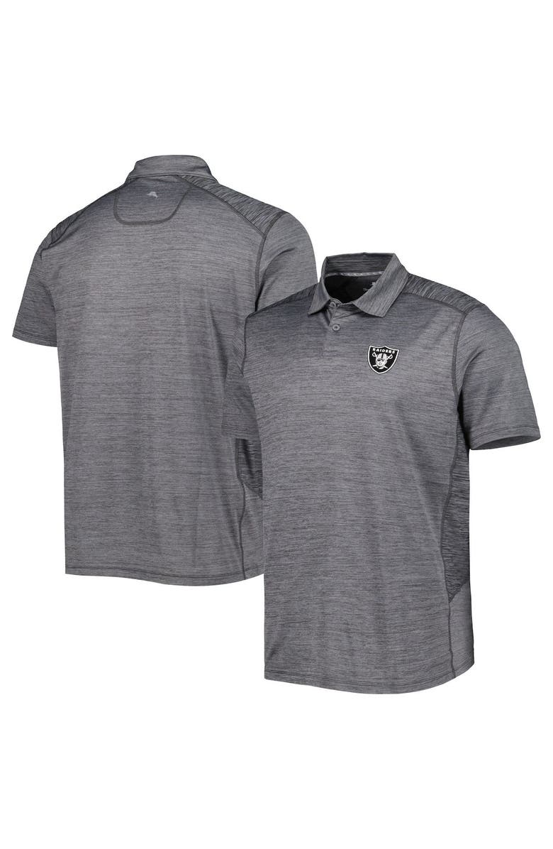 Tommy Bahama Men's Tommy Bahama Charcoal Las Vegas Raiders Delray Frond IslandZone Polo, Main, color, 