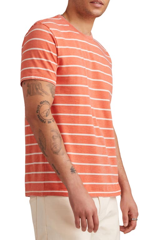 Lucky Brand Stripe Crewneck T-shirt In Orange