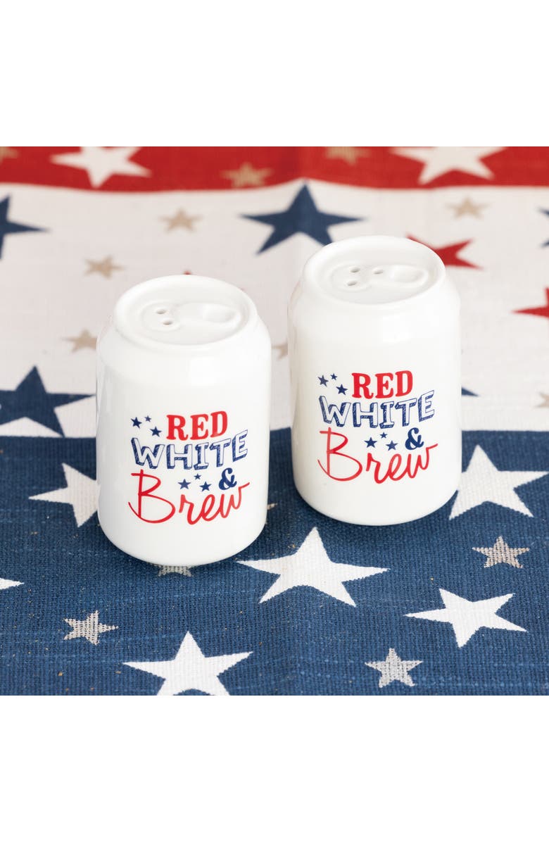 Transpac Ceramic Can Brew Salt and Pepper Set of 2 Multicolored for Patriotic Serving and Entertaining, Alternate, color, Multicolored
