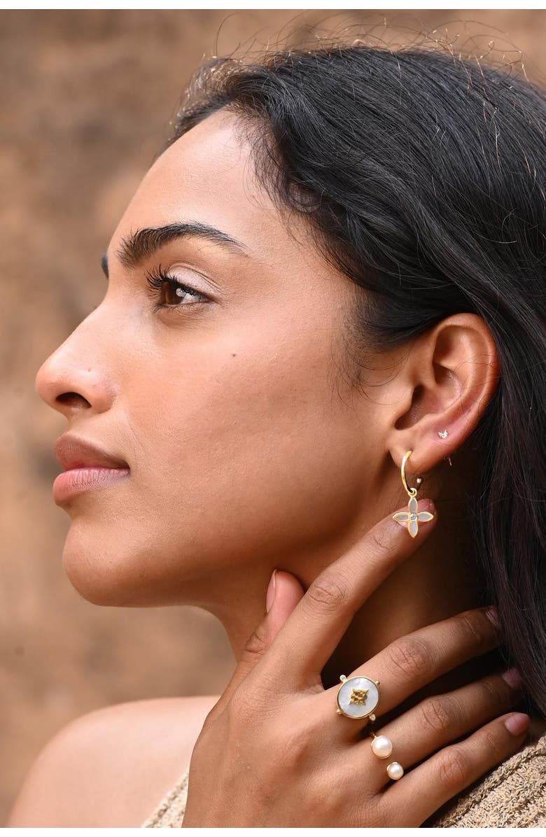 Murkani Desert Flower Small Hoop Earring, Alternate, color, Yellow Gold
