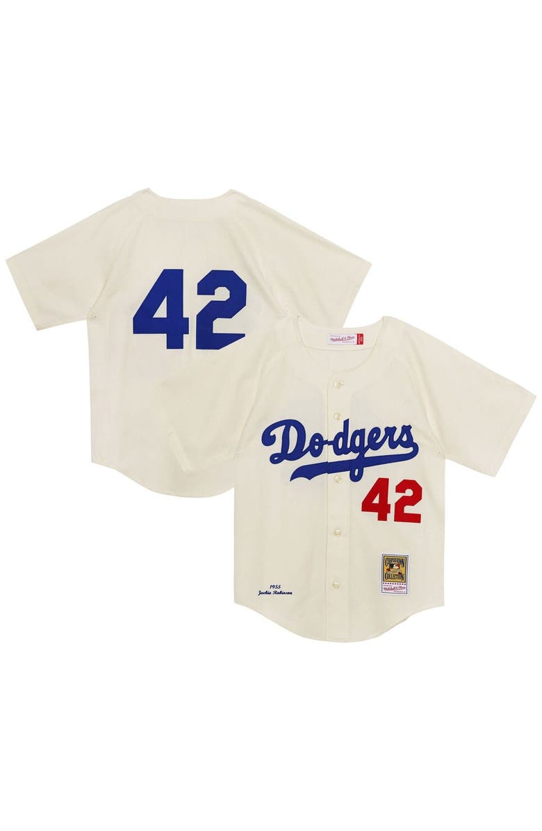 Mitchell & Ness Toddler Mitchell & Ness Jackie Robinson Cream Brooklyn Dodgers 1955 Authentic Jersey, Alternate, color, Cream