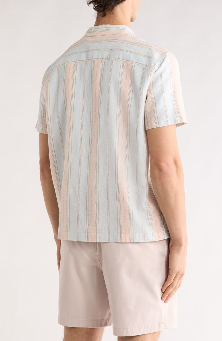 14th & Union Linen & Cotton Short Sleeve Camp Shirt, Alternate, color, Blue River Stripe