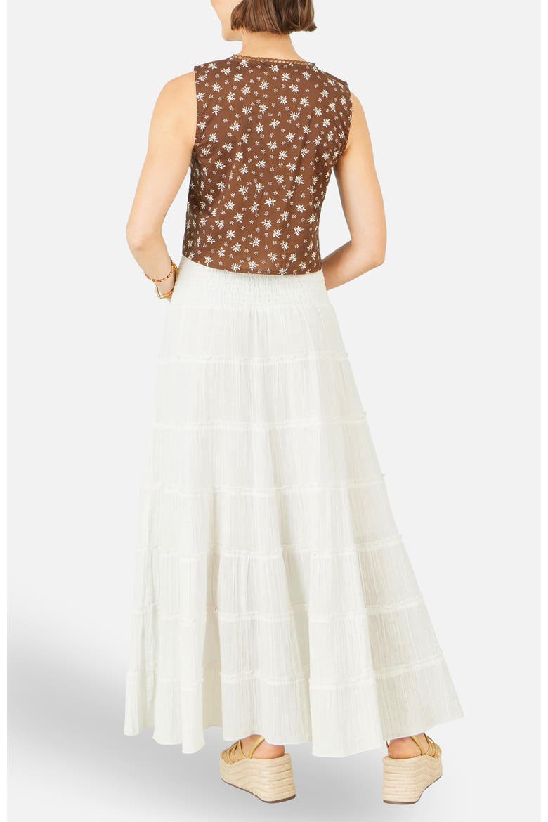 Double Cotton Tiered Boho Maxi Skirt, Alternate, color, White