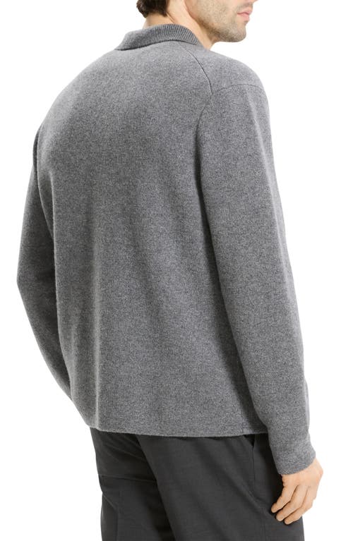 Theory Cameron Corded Cashmere Button Sweater In Gray