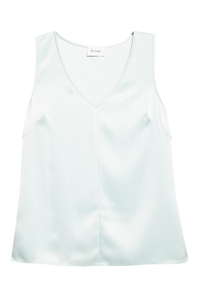 Liquid Satin V-Neck Tank, Alternate, color, AQUA