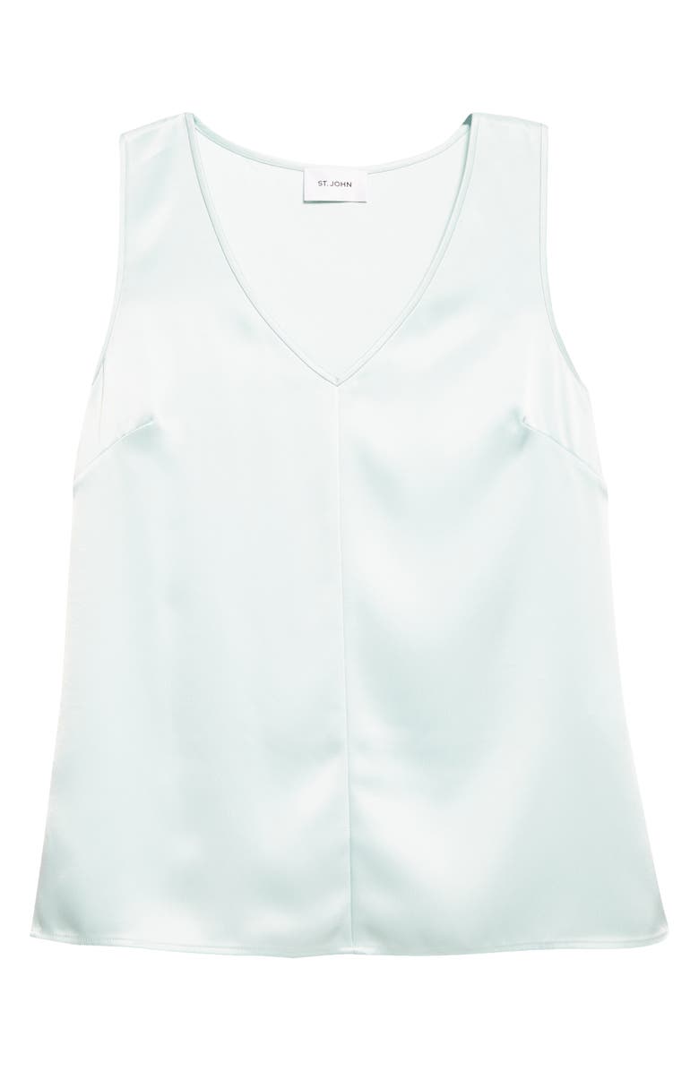 ST. JOHN Liquid Satin V-Neck Tank, Alternate, color, Aqua