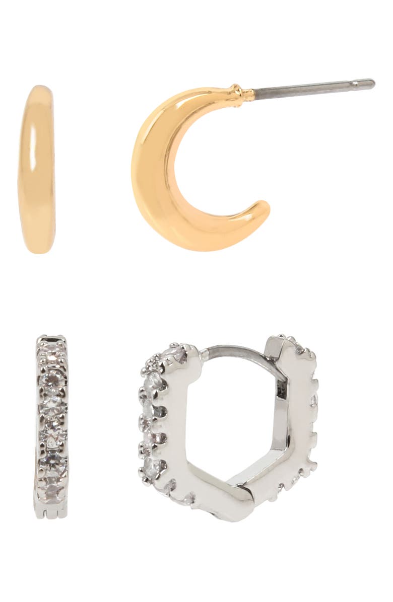 AllSaints 2-Pack Hex Huggie Hoop Earrings, Main, color,