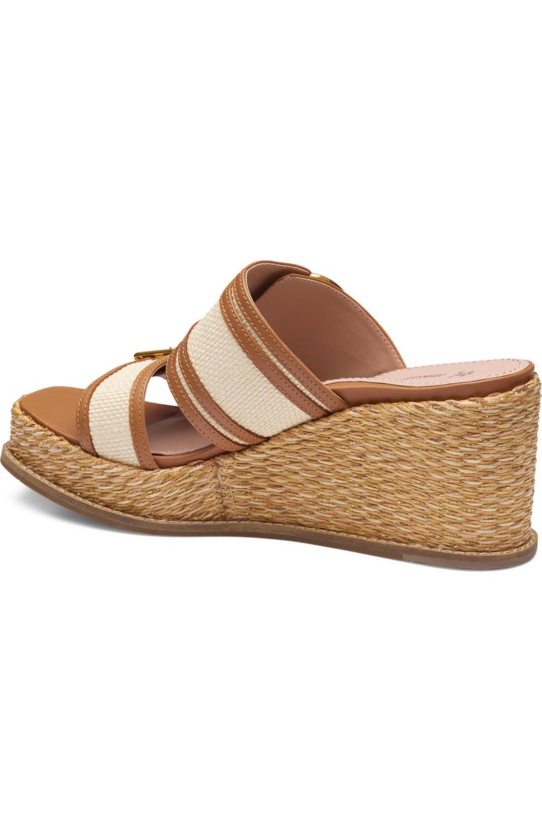 Johnston & Murphy Mallory Double Buckle Platform Wedge Sandal, Alternate, color, Natural Raffia