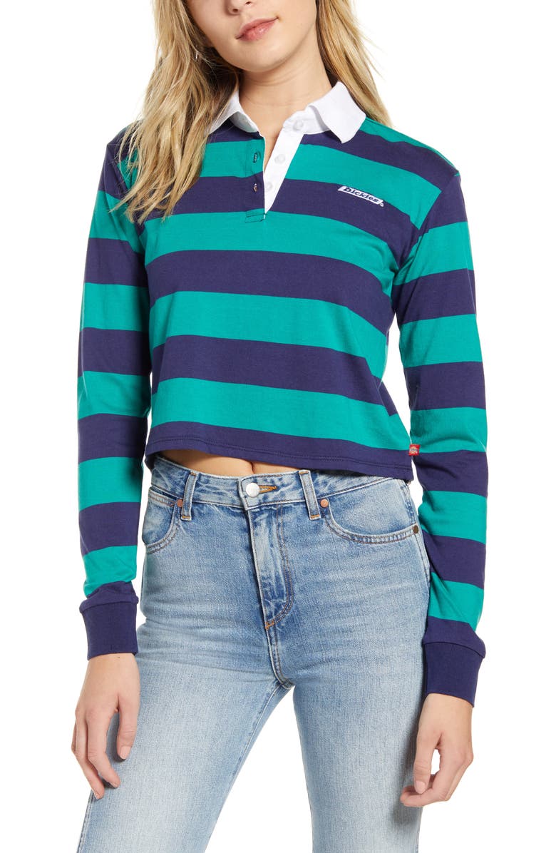 Dickies Stripe Crop Rugby Shirt, Main, color, 