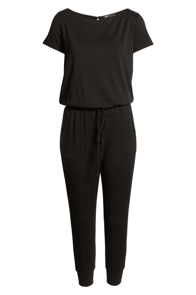Gibson x International Women's Day Nasreen Off the Shoulder Knit Jumpsuit, Alternate, color, BLACK