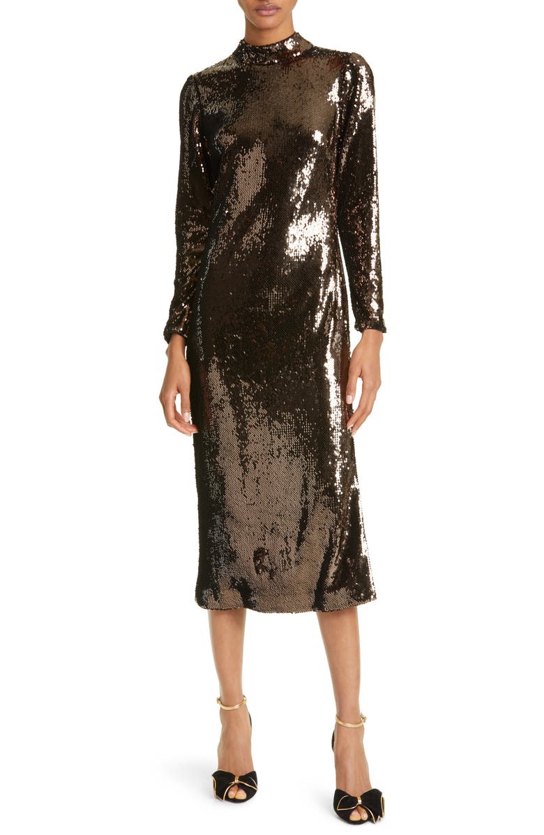 Ted Baker London Brooklyn Sequin Long Sleeve Midi Dress, Main, color, 
