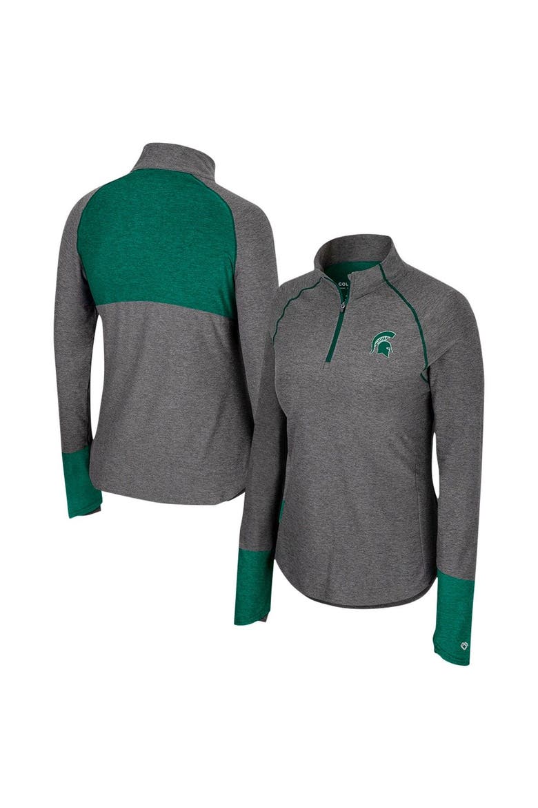 Women's Colosseum  Black Michigan State Spartans Morningside Sleeve Hit Raglan Quarter-Zip Top, Main, color, Black