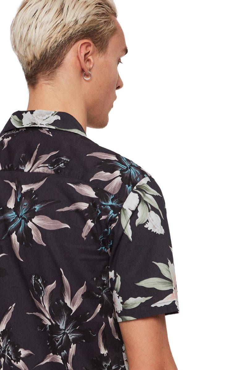 AllSaints Layback Print Slim Fit Camp Shirt, Alternate, color, 