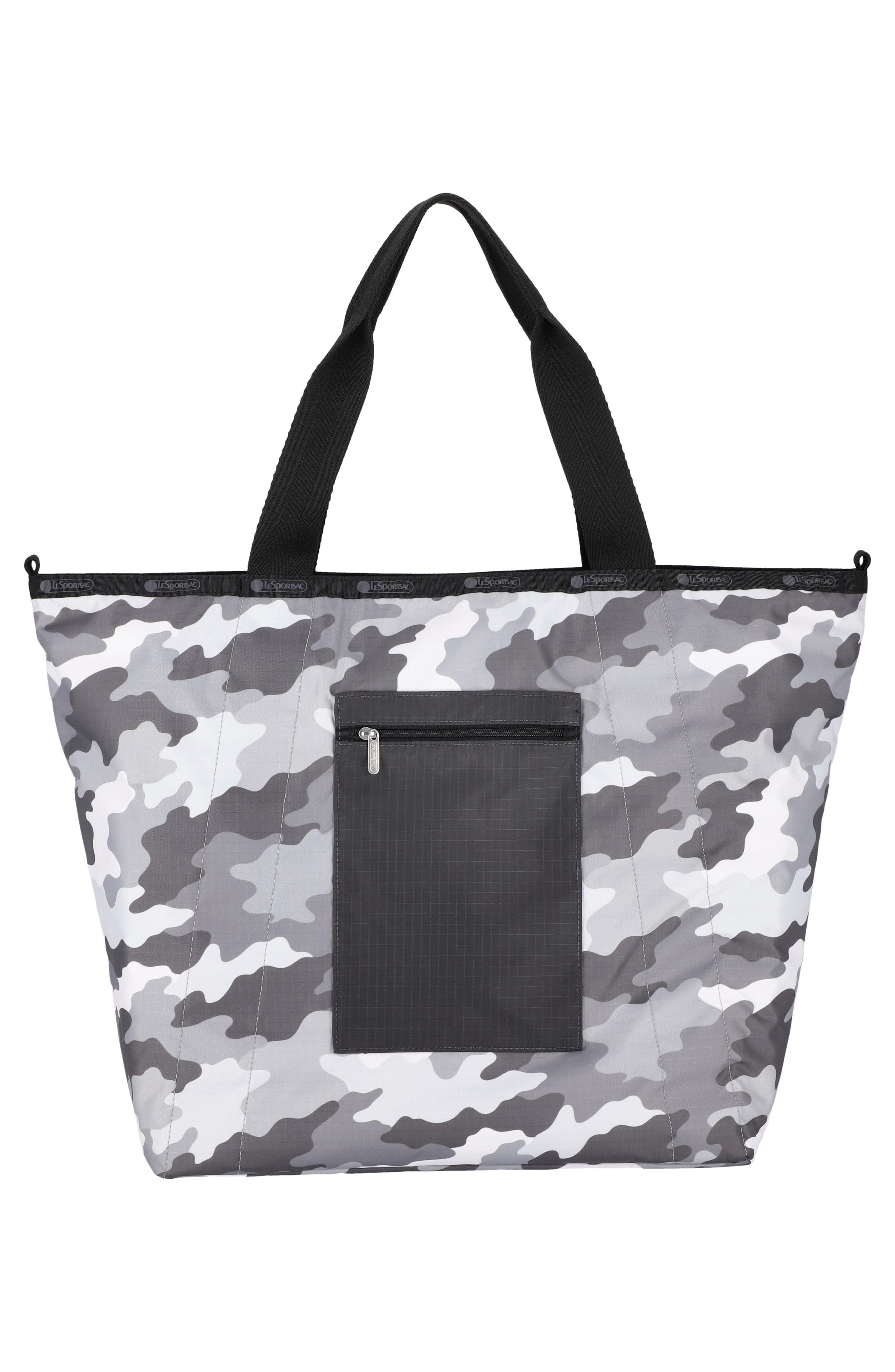 LeSportsac Large Reversible Pocket Tote Bag, Alternate, color, 2 Way Gray Camo/ Thunder