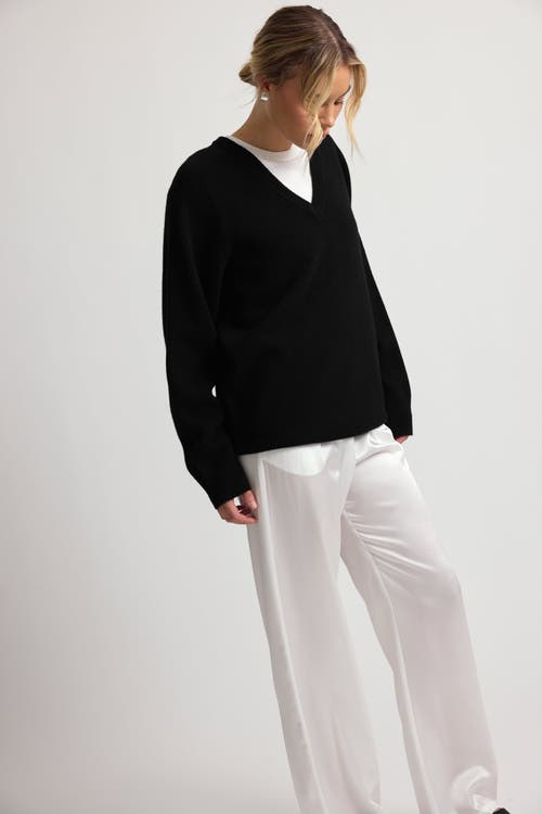 Almina Concept Wool V Neck Sweater In Black