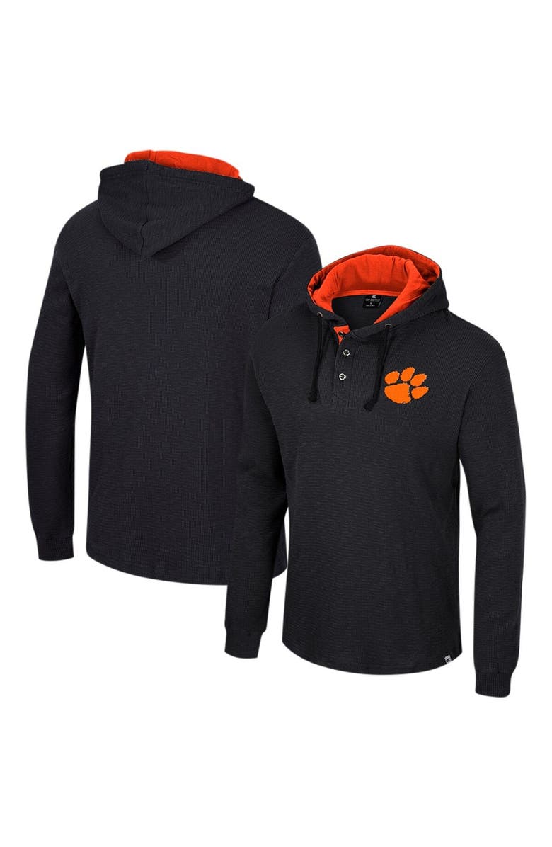 COLOSSEUM Men's Colosseum Black Clemson Tigers Affirmative Thermal Hoodie Long Sleeve T-Shirt, Main, color, 