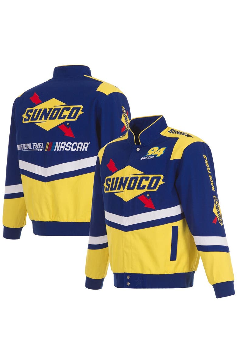 JH DESIGN Men's JH Design  Royal/Yellow NASCAR Sunoco Full-Snap Twill Uniform Jacket, Main, color, Royal