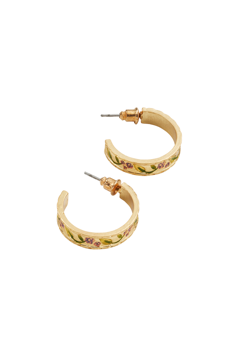 Blackberry Bramble Gold Hoop Earrings, Alternate, color, Gold