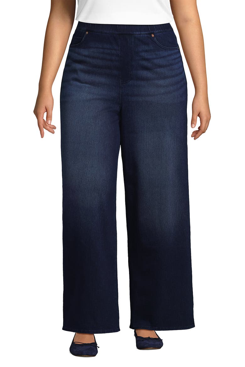 Plus Size Starfish Denim High Rise Wide Leg Jeans, Main, color, Dark Indigo Blue Wash