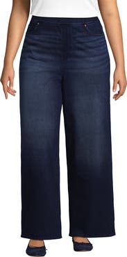 Lands' End Plus Size Starfish Denim High Rise Wide Leg Jeans