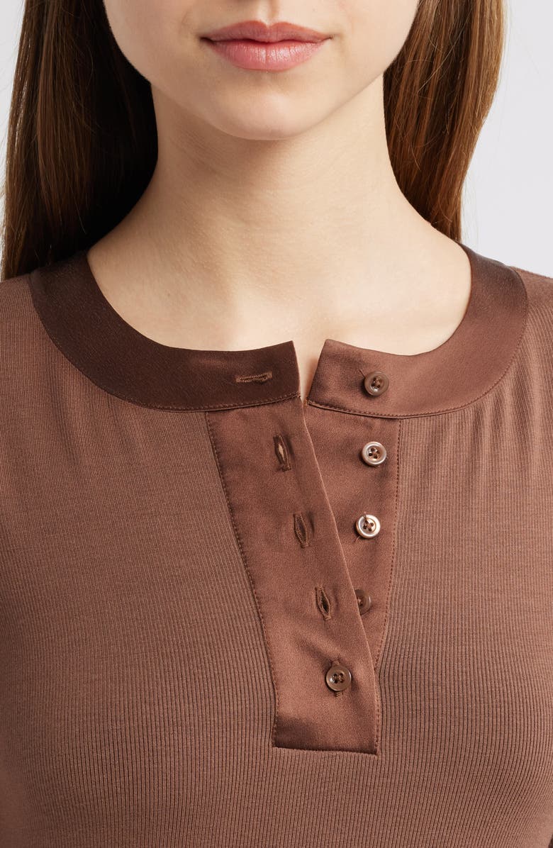 FRAME The Satin Trim Henley, Alternate, color, 